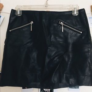 Black Faux Leather mini skirt with zippers by H&M
